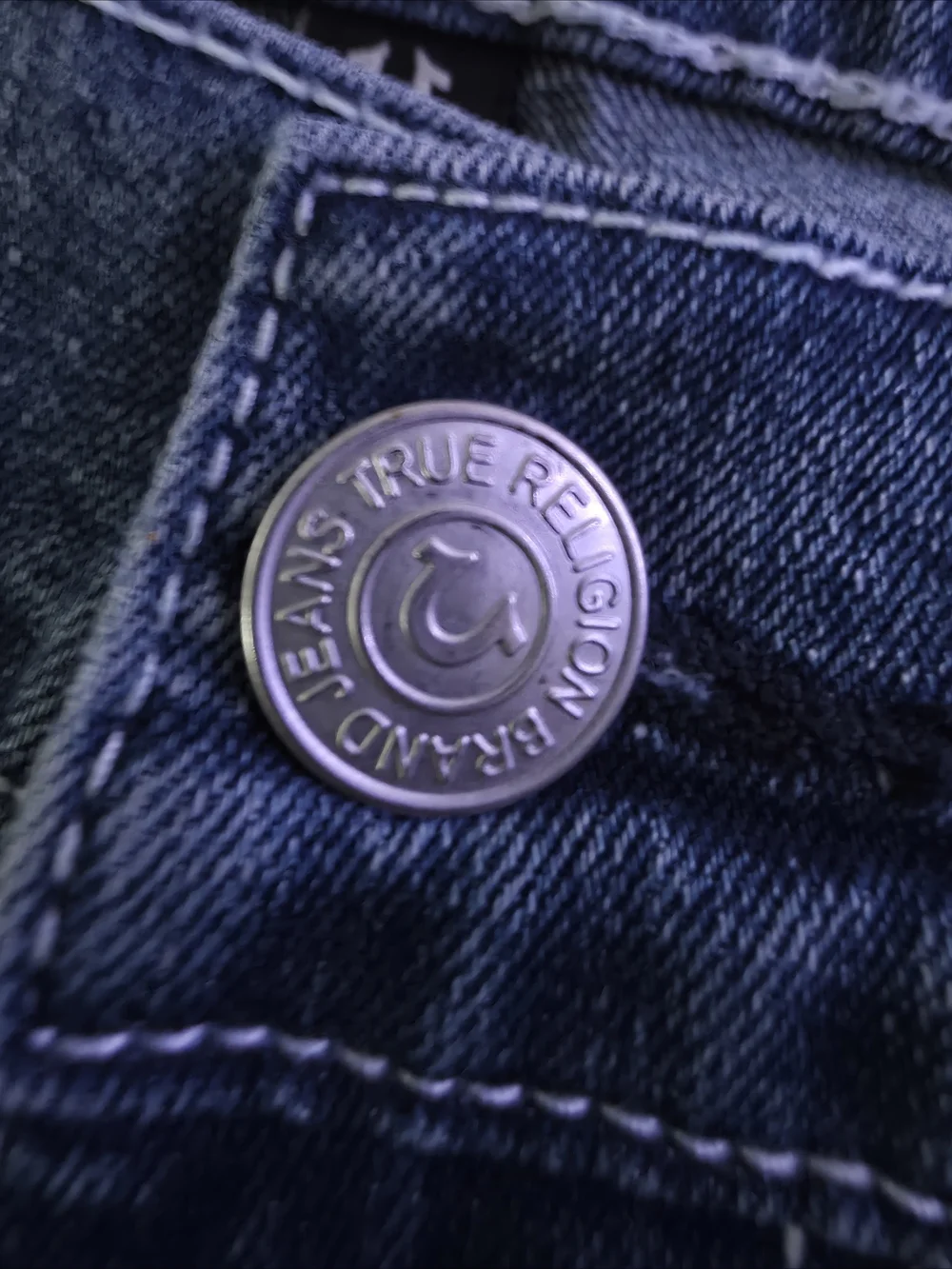 True Religion Mens Ricky Relaxed Straight Medium Wash Blue Denim Jeans 36x34